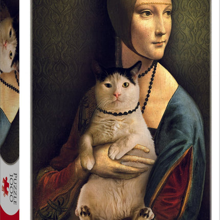 1000-Teile-Puzzle Dame mit Katze für Erwachsene und Kinder