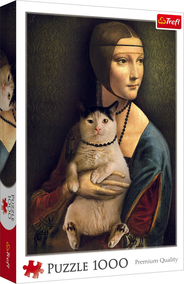 1000-Piece Puzzle of Lady with Cat for Adults and Kids