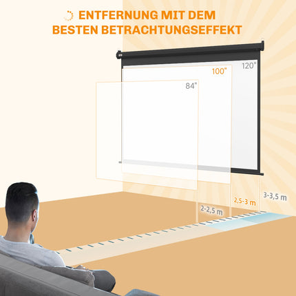 100-Zoll-Beamer-Leinwand, 4:3, 203x152 cm, Schwarz