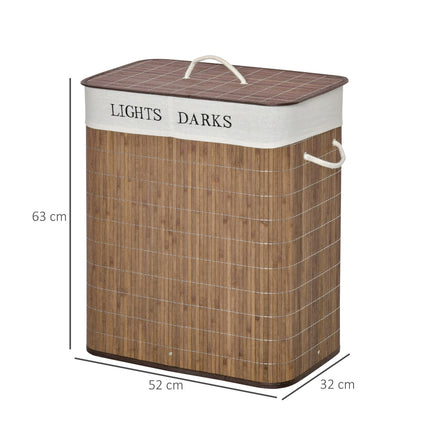 100-Liter-Wäschekorb – Bambus, Baumwolle, 3 Griffe, waschbar