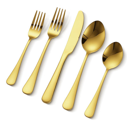 100-Piece Gold Stainless Steel Flatware Set for 20, Dishwasher Safe