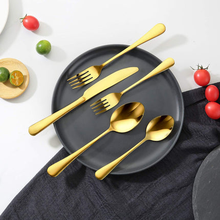 100-Piece Gold Stainless Steel Flatware Set for 20, Dishwasher Safe
