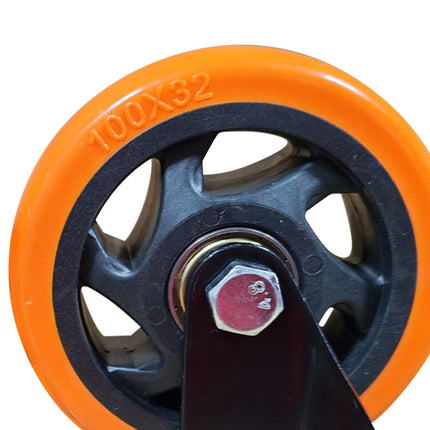 100mm Swivel Castors Set, Steel & PVC, 150kg Load