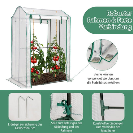 100 x 81 x 150 cm Außengewächshaus Gartengewächshaus mit 2 Rolltoren