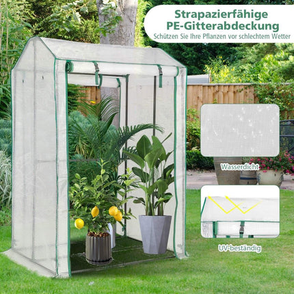 100 x 81 x 150 cm Außengewächshaus Gartengewächshaus mit 2 Rolltoren