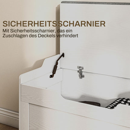 Weiße 103L Aufbewahrungstruhe mit Deckel und abnehmbarem Kissen