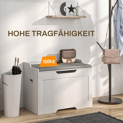 Weiße 103L Aufbewahrungstruhe mit Deckel und abnehmbarem Kissen