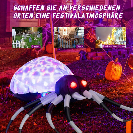 105 cm große aufblasbare Halloween-Spinne mit bunten Lichtern und Gebläse