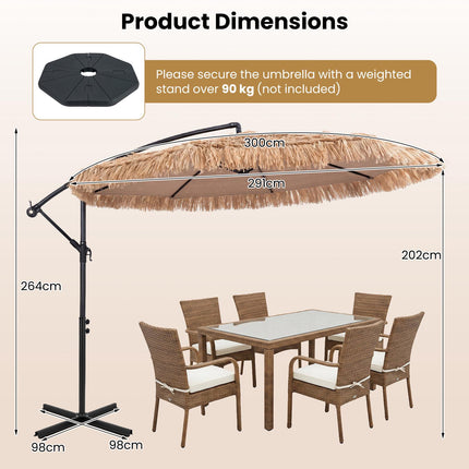 10 FT Brown Cantilever Umbrella with 12 Modes & Crank Lift
