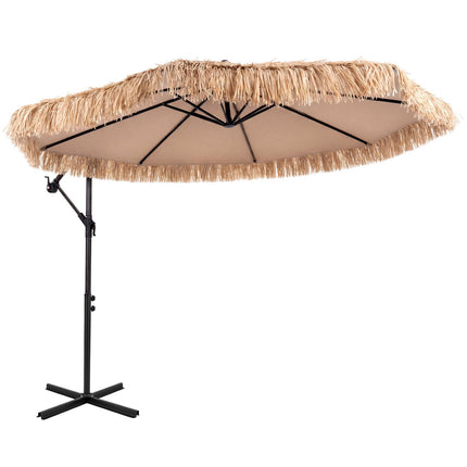 10 FT Brown Cantilever Umbrella with 12 Modes & Crank Lift
