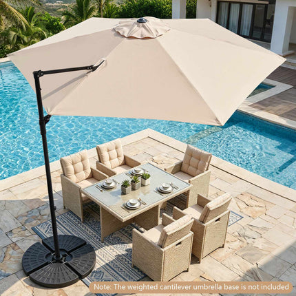 10 Ft Beige Cantilever Patio Umbrella with 360 Rotation