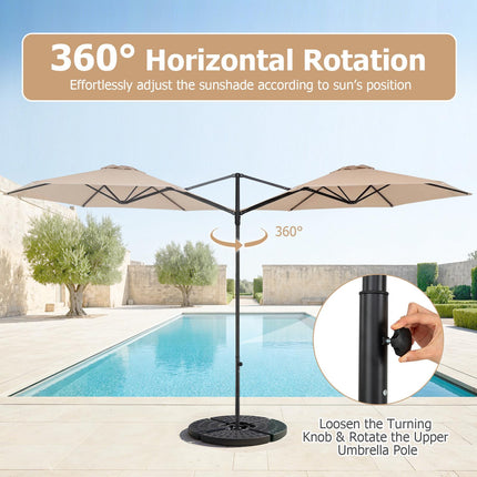 10 Ft Beige Cantilever Patio Umbrella with 360 Rotation