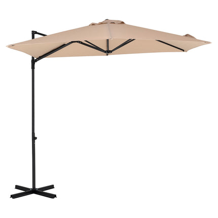 10 Ft Beige Cantilever Patio Umbrella with 360 Rotation