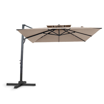 10 Ft Cantilever Patio Umbrella, 360 Rotation, Beige