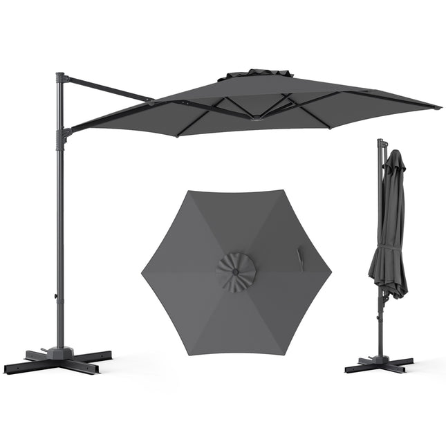 10 Ft Cantilever Patio Umbrella – 360 Swivel, Vent
