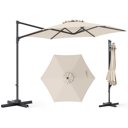 10 Ft Cantilever Patio Umbrella – 360 Vented, Beige