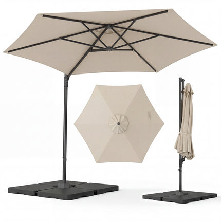 10 Ft Cantilever Patio Umbrella – 360 Vented, Beige
