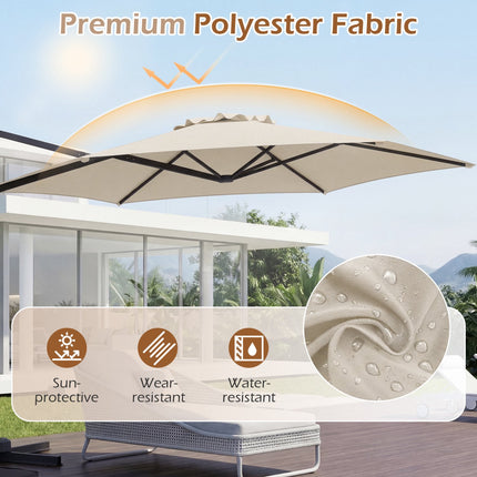 10 Ft Cantilever Patio Umbrella – 360 Vented, Beige