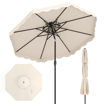300 cm Terrassenschirm, Druckknopf-Neigung, Kurbel, Beige