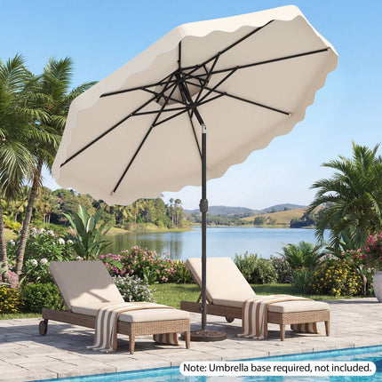 300 cm Terrassenschirm, Druckknopf-Neigung, Kurbel, Beige