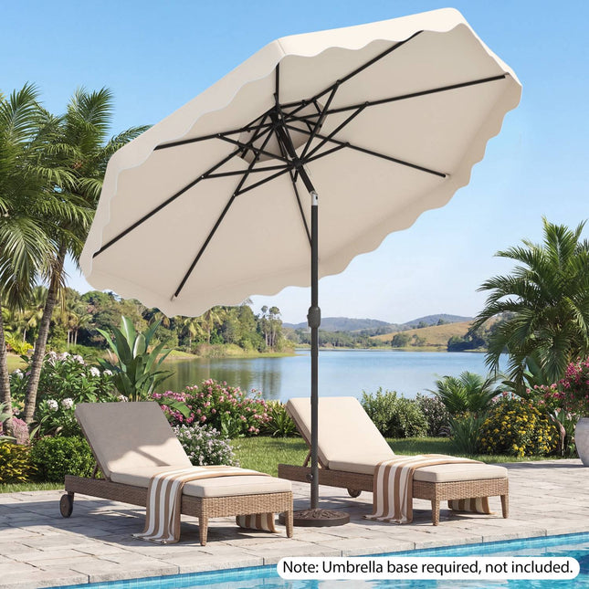 300 cm Terrassenschirm, Druckknopf-Neigung, Kurbel, Beige