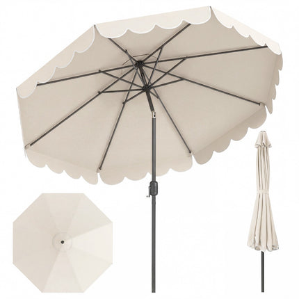 10 Ft Patio Umbrella, Push-Button Tilt, Crank, Beige