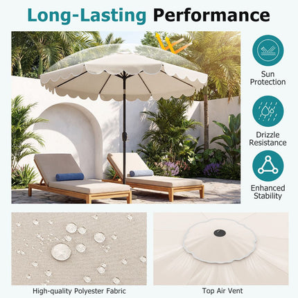 10 Ft Patio Umbrella, Push-Button Tilt, Crank, Beige