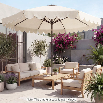 10 Ft Patio Umbrella, Push-Button Tilt, Crank, Beige