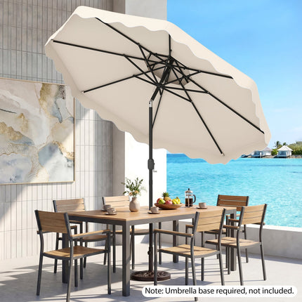 300 cm Terrassenschirm, Druckknopf-Neigung, Kurbel, Beige