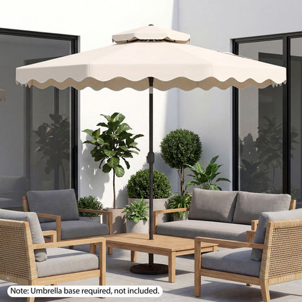 300 cm Terrassenschirm, Druckknopf-Neigung, Kurbel, Beige