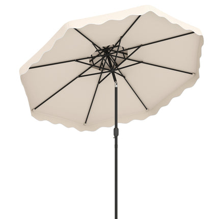 300 cm Terrassenschirm, Druckknopf-Neigung, Kurbel, Beige