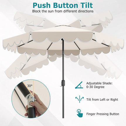 10 Ft Patio Umbrella, Push-Button Tilt, Crank, Beige