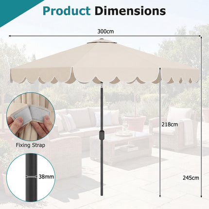 10 Ft Patio Umbrella, Push-Button Tilt, Crank, Beige