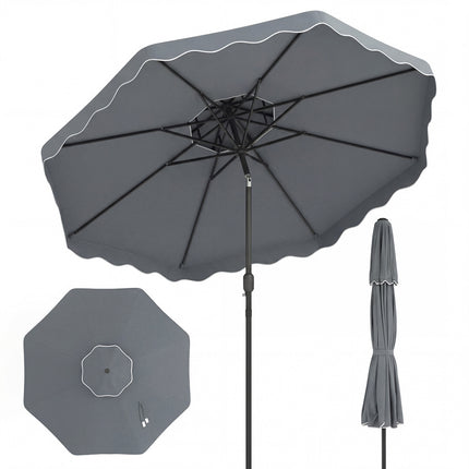3 m Ampelschirm, Knopfdruck-Kippfunktion, Kurbel, Grau