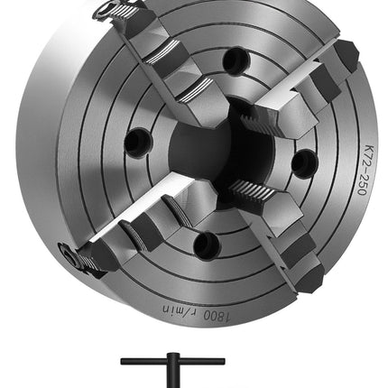 10-Inch 4-Jaw Lathe Chuck, Self-Centering, Reversible Jaws