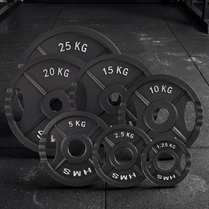 10 kg schwarze Olympia-Hantelscheibe mit Griffen
