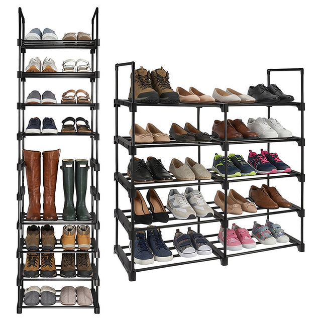 10-stöckiger Schuhständer, 20 Paar, 45x30x174 cm, Schwarz