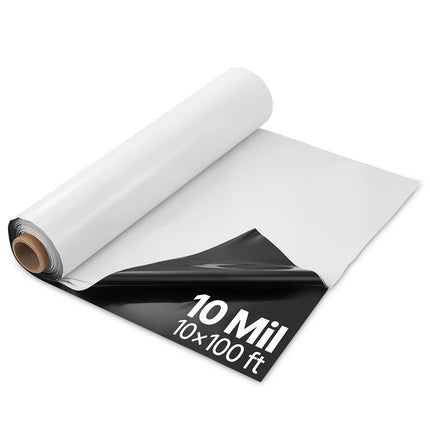 10 Mil Plastic Sheeting Roll, 10 x 100 Ft, Black-White
