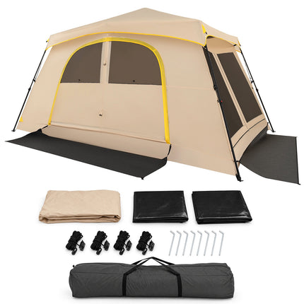 10-Person Instant Cabin Tent with Rainfly, 13x9 ft, Beige
