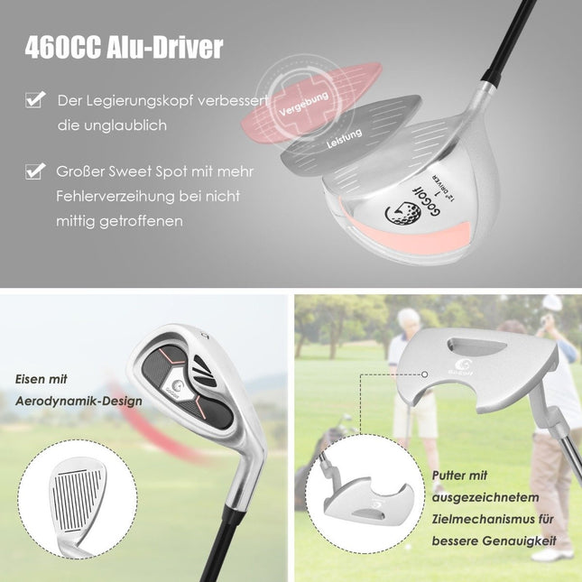 10-delige complete golfset, golfclubset voor dames, perfect golfcadeau, roze