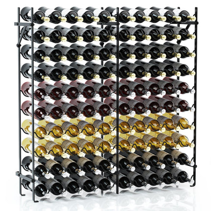 10-Tier Metal Wine Rack for 100 Bottles, Black