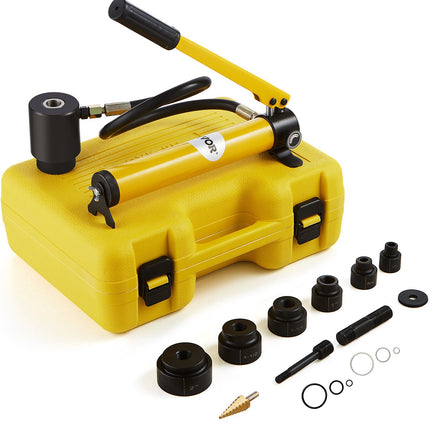 10 Ton Hydraulic Knockout Punch Kit, 1/2–2 in, 6 Dies