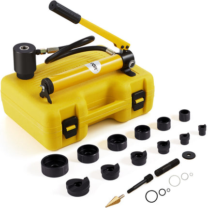 10-Ton Hydraulic Knockout Punch Kit, 1/2–2 in, 6 Dies