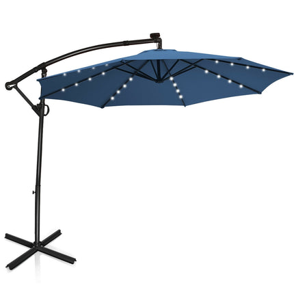 10ft Solar-LED-Ampelschirm – 360°-Rotation, Blau