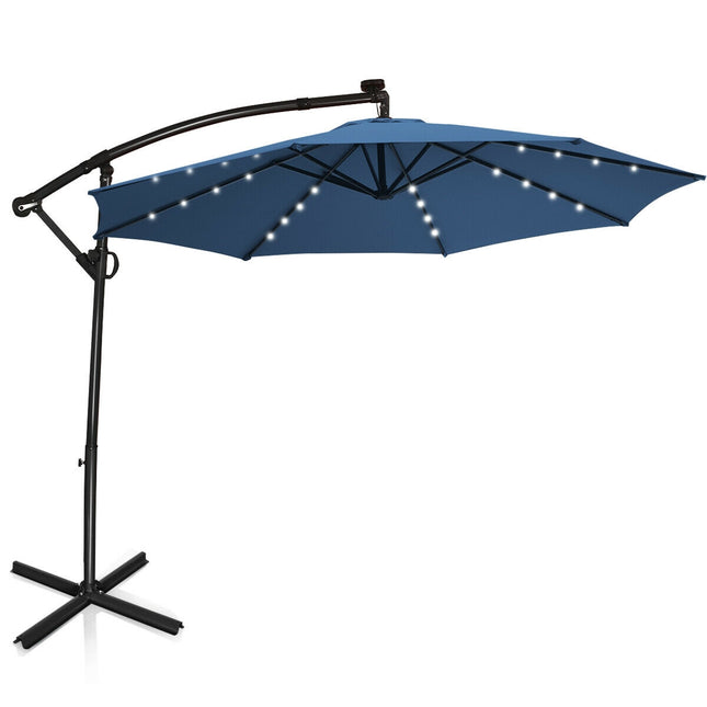 10ft Solar-LED-Ampelschirm – 360°-Rotation, Blau