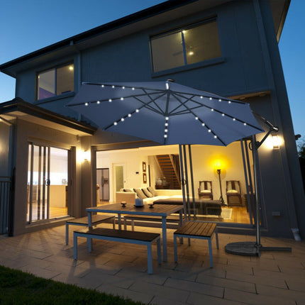 10ft Solar-LED-Ampelschirm – 360°-Rotation, Blau