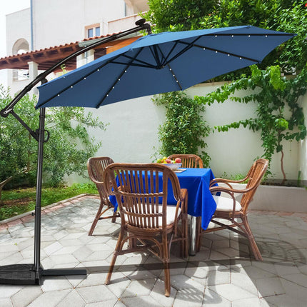 10ft Solar-LED-Ampelschirm – 360°-Rotation, Blau