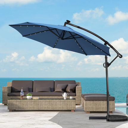 10ft Solar-LED-Ampelschirm – 360°-Rotation, Blau