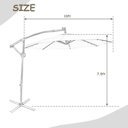 10 Fuß Solar-LED-Ampelschirm, 360° neigbar, Beige