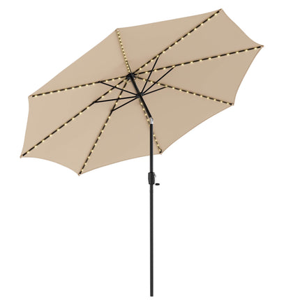 10 ft Solar-LED-Sonnenschirm, Kurbelneigung, Beige